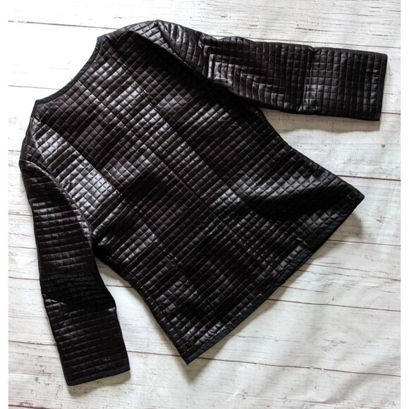 Baia Women's Jacket Black Size 2 Designer 3/4 Sleeve Full Zip Quilted Effect - Picture 2 of 13